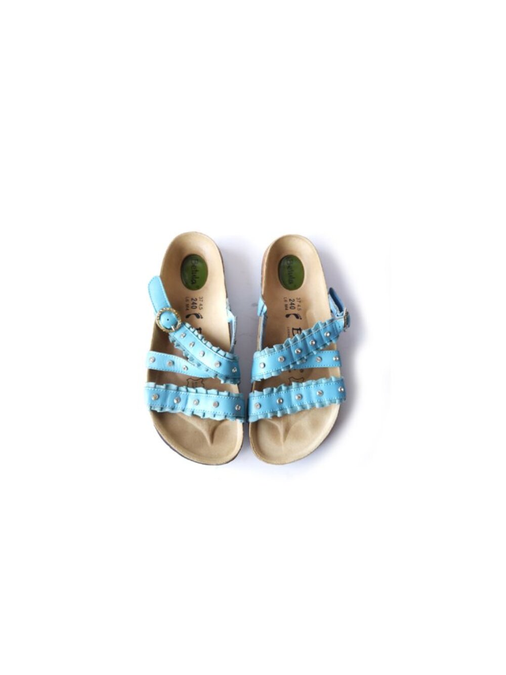 Birkenstock 37 Betula Turquoise Leather Crystal Slide Sandals Womens 6